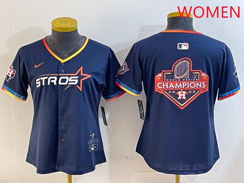 Women Houston Astros Blank Drak Blue Fourth generation Joint Name 2025 Nike MLB Jersey style 13->women mlb jersey->Women Jersey